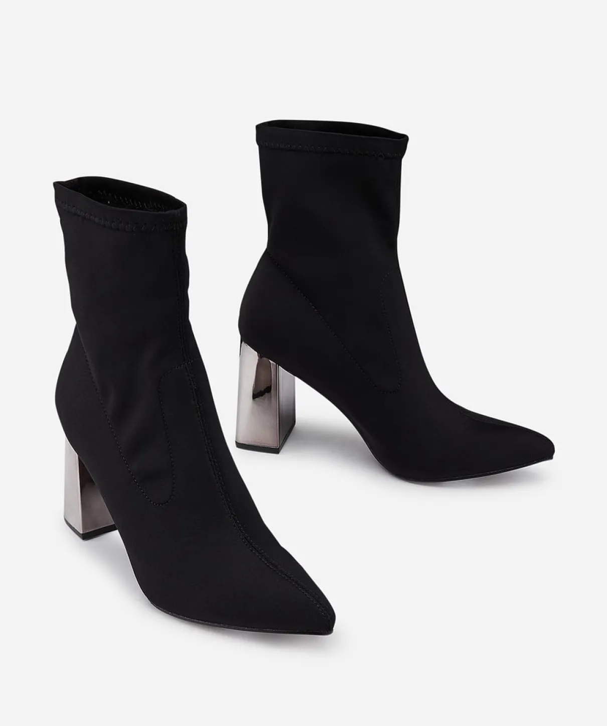 Botin Calcetin Tacón Metalico Efecto
