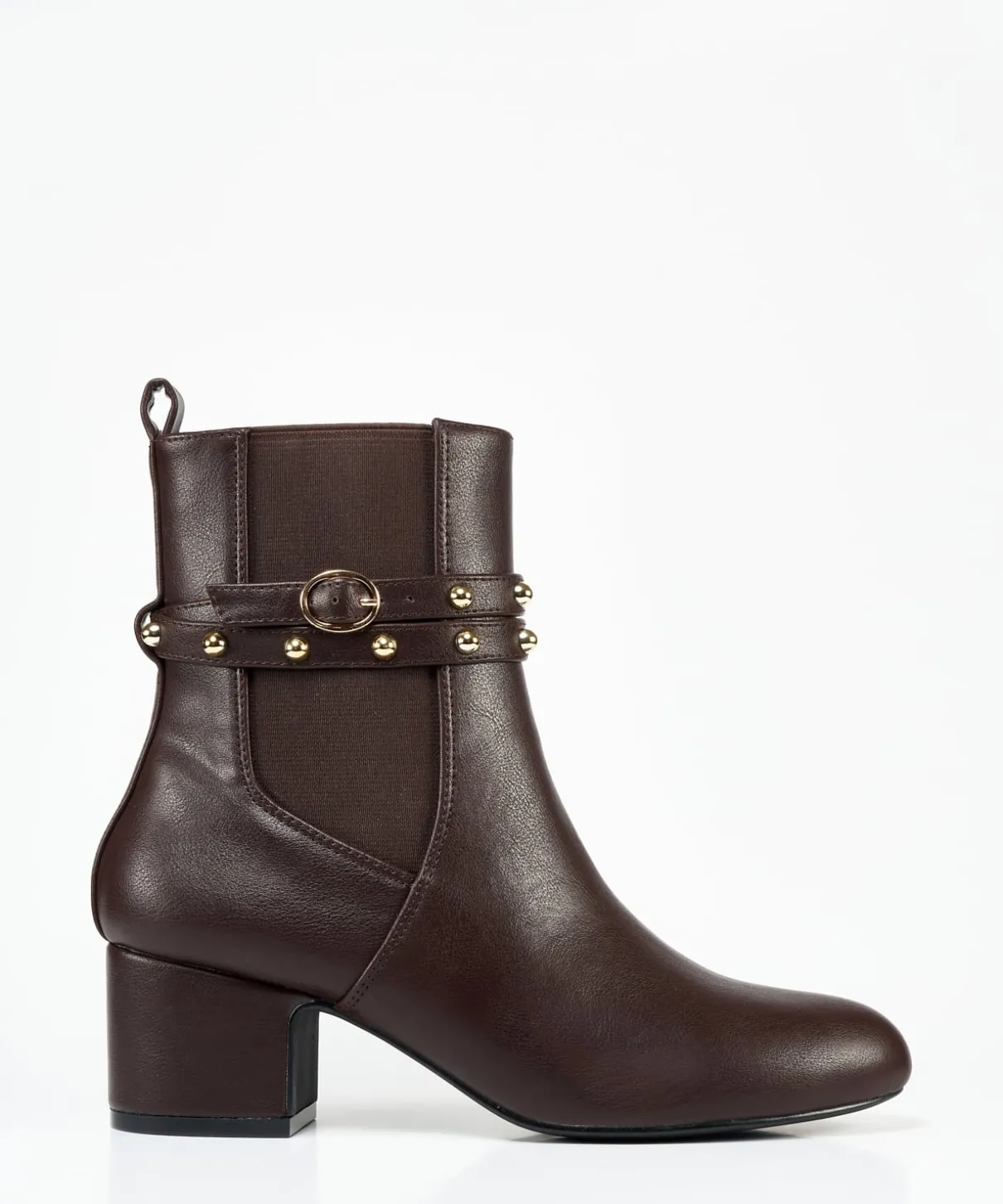 Botin Tacón Ancho Tachas Efecto