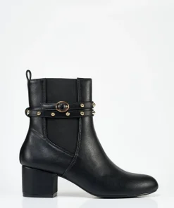 Botin Tacón Ancho Tachas Efecto