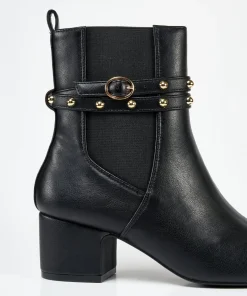 Botin Tacón Ancho Tachas Efecto