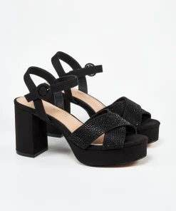 Sandalia Plataforma Strass Efecto