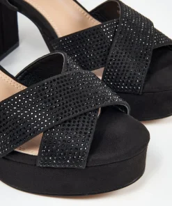 Sandalia Plataforma Strass Efecto