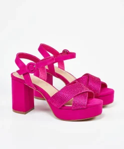 Sandalia Plataforma Strass Efecto
